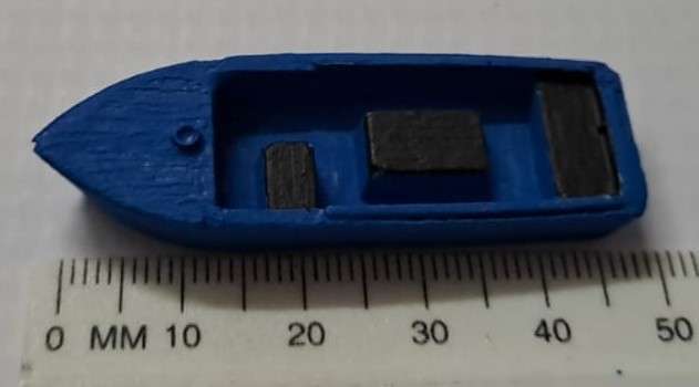 Model Trains HO 1 x Sailboat 2 (Blue) - 50mm x 16mm x 7mm