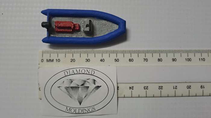 Model Trains HO 1 x Boat Rubber Dinghy (Blue) - 58mm x 24mm x 10mm