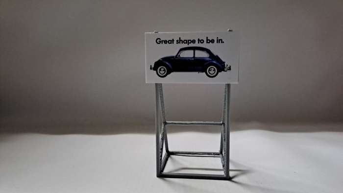 Model Trains HO 1 x Billboard 1960 + VW - Great shape to be in. - 50mm x 41mm x 82mm