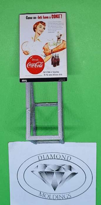Model Trains HO 1 x Billboard 1950 - Coca-Cola - Let's have a Coke! - 30mm x 41mm x 82mm