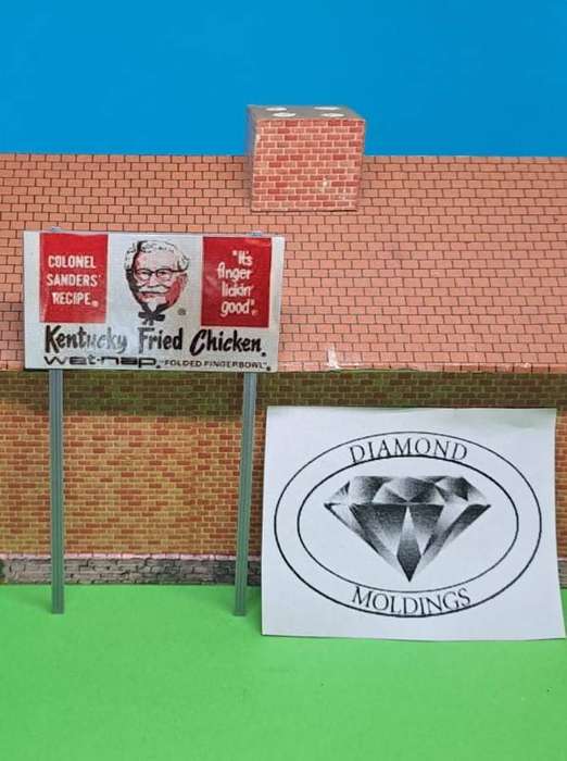 Model Trains HO 1 x Billboard - 1970 + Kentucky Fried Chicken - 50mm x 3mm x 82mm (New board)