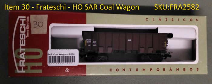 Model Trains H0/OO-Scale 1 x Frateschi SAR Coal Wagon, with metal wheels & Lima couplers. New, Boxed