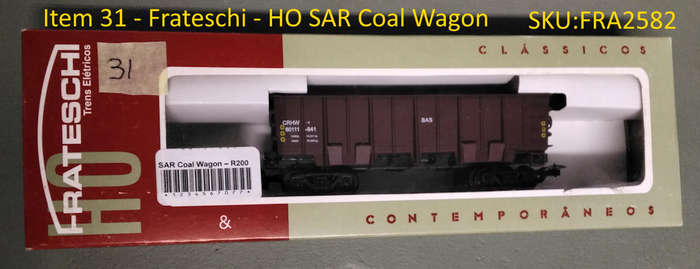 Model Trains H0/OO-Scale 1 x Frateschi SAR Coal Wagon, with metal wheels & Lima couplers. New, Boxed