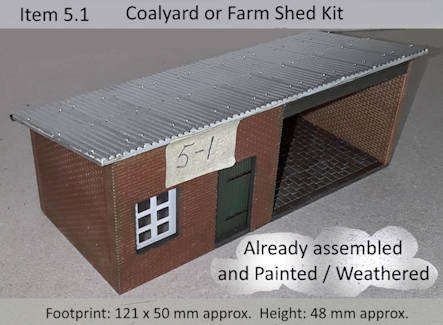 Model Trains H0/OO-Scale 1 x Coal yard- or Farm-Shed, Assembled Kit, Painted, Detailed