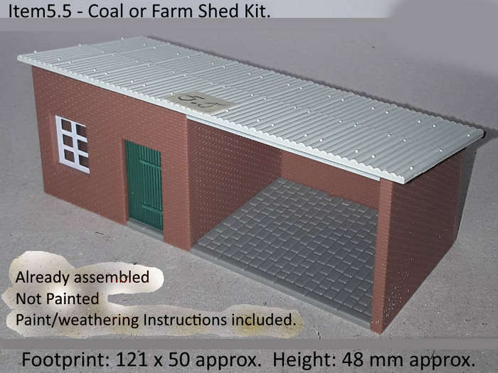 Model Trains H0/OO-Scale 1 x Coal yard- or Farm-Shed, Assembled Kit, Unpainted.