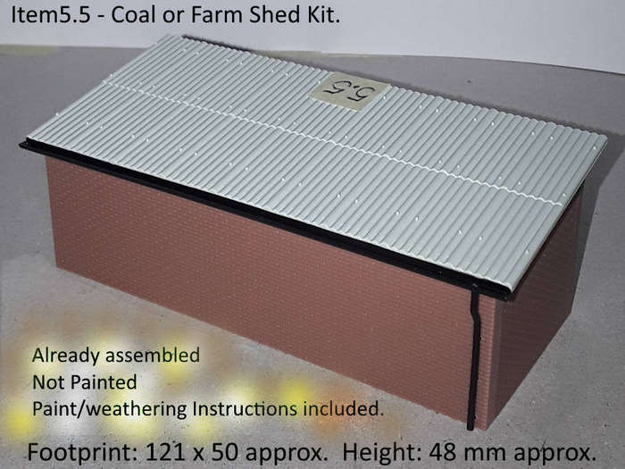 Model Trains H0/OO-Scale 1 x Coal yard- or Farm-Shed, Assembled Kit, Unpainted.
