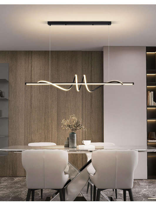 Linear LED Pendant  Elegant Illumination for Modern Spaces, 120cm, 54W, Black