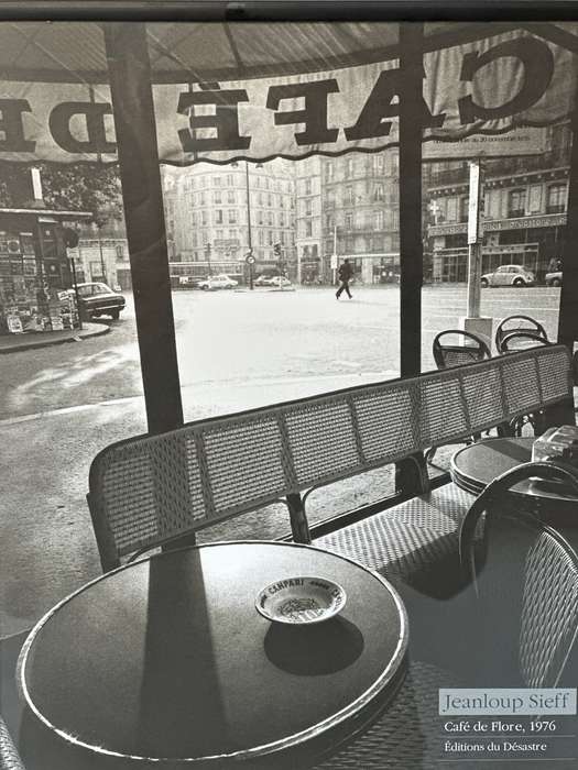 Framed Jeanloup Sieff B&W Print, Cafe de Flore Paris, 1976 - Finished Size 25cm x 31cm