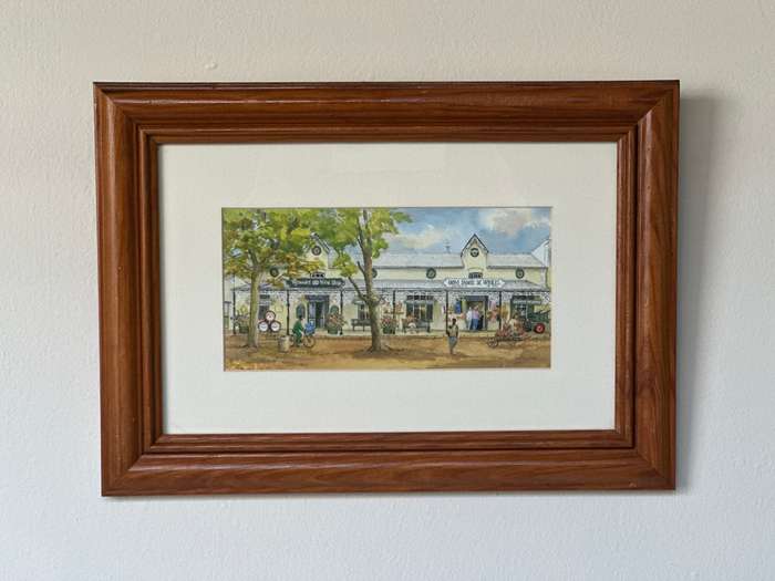 Framed Valerie Petts Print, Oom Samie se Winkel, Stellenbosch - Finished Size 36.5cm x 26cm