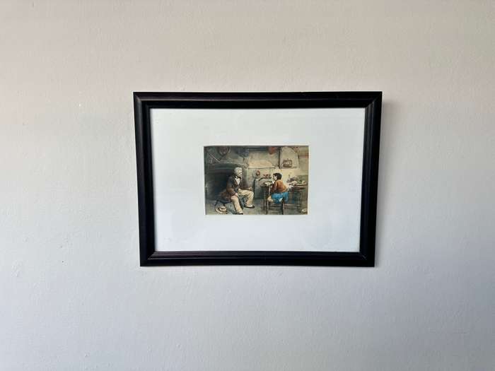 Framed Aristodemo Baigler Print, Genre Scene - Finished Size 33cm x 24cm