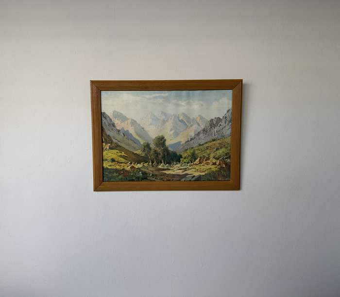 Framed Tinus De Jongh Print, Mountain Ranges Eastern Cape - Finished Size 53.5cm x 39.5cm
