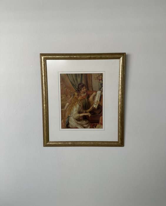 Framed Pierre-Auguste Renoir Print, Girls at the Piano - Finished Size 42.5cm x 48.5cm