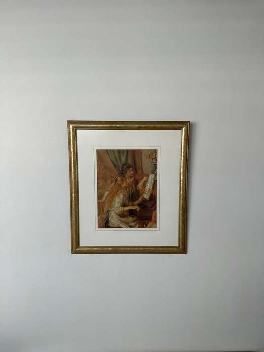 Framed Pierre-Auguste Renoir Print, Girls at the Piano - Finished Size 42.5cm x 48.5cm
