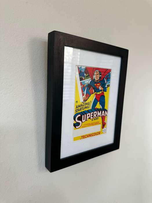 Framed Picture, Superman 1941 - Size 18cm x 23cm (Clear Glass, Single Mount, Plastic Frame)
