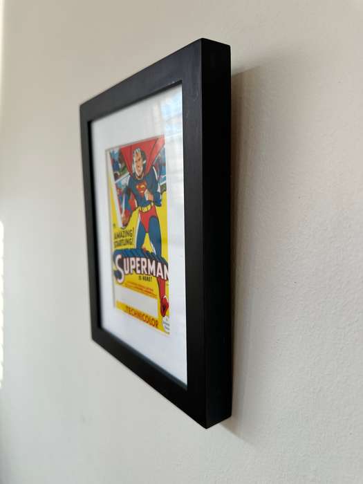 Framed Picture, Superman 1941 - Size 18cm x 23cm (Clear Glass, Single Mount, Plastic Frame)