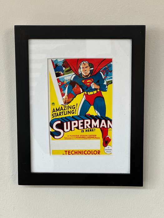 Framed Picture, Superman 1941 - Size 18cm x 23cm (Clear Glass, Single Mount, Plastic Frame)