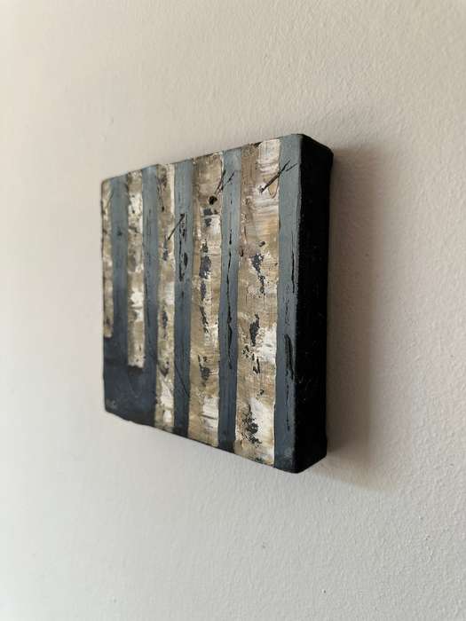 Original Artwork Stretched on Canvas - Ingi, Birch Trees - Finished Size 15cm x 15cm (Depth 3cm)