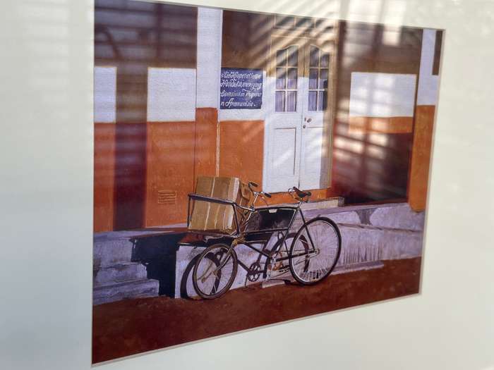 Framed John Barnett Kramer Print, Bicycle Karoo: Size 53.5cm x 43.5cm