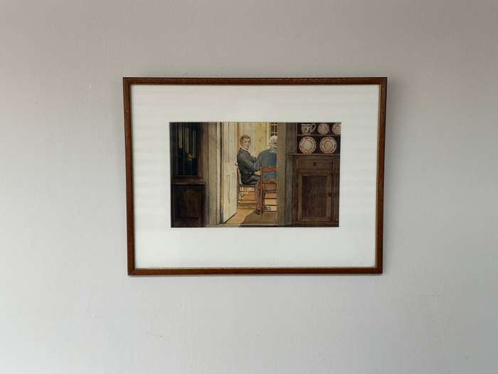 Framed Print (Unknown Artist), At the Dinner Table, Finished Size 40.5cm x 31cm