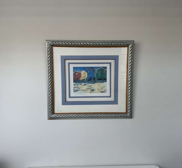Beautifully Framed Print - St James Bathing Huts - Finished Size 57cm x 52cm