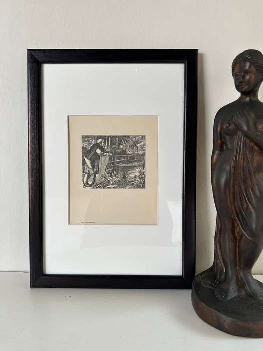 Framed Anthony Frederick Augustus Sandys Print, The Old Chartist - Finished Size 32cm x 46cm