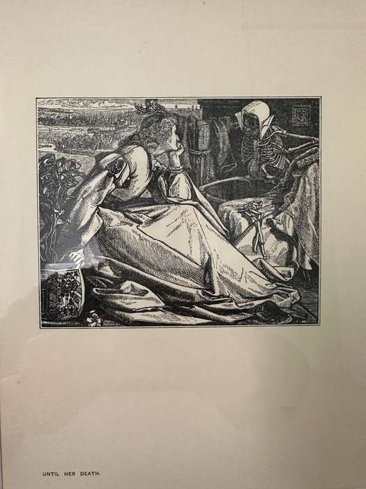 Framed Anthony Frederick Augustus Sandys Print, Until Her Death - Finished Size 32cm x 42cm