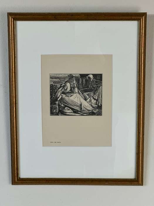 Framed Anthony Frederick Augustus Sandys Print, Until Her Death - Finished Size 32cm x 42cm