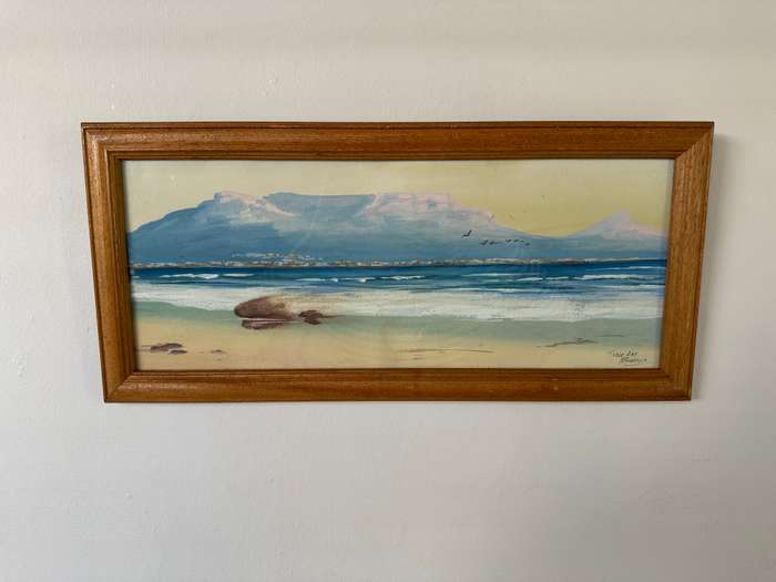 Framed Original Artwork - H. Anderson, Table Bay (Media: Gouache on Board) Finished Size 54cm x 25cm