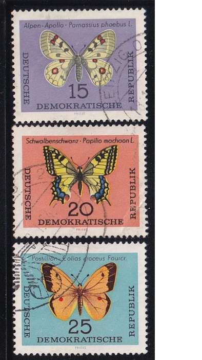 1964 Butterflies, DDR. Set not completed.