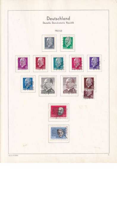 Used Germany DDR stamps on album page. 1 bid for all. Red cross stamps not available.