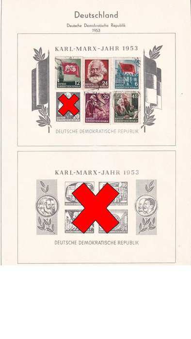 Used Germany DDR stamps on album page. 1 bid for all. Red cross, stamp not available.