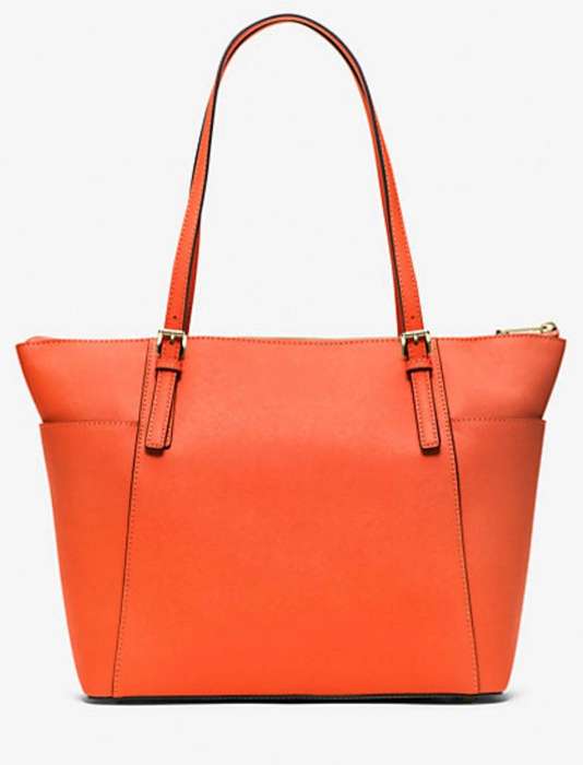 Original Michael Kors Jet Set Large Crossgrain Leather Top-Zip Bag