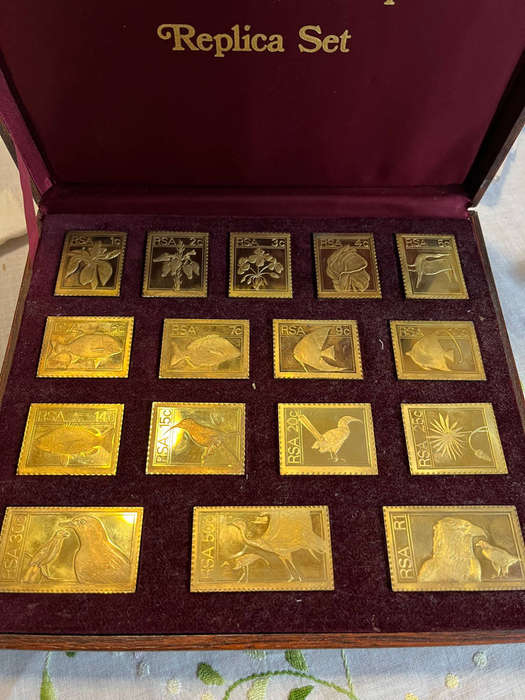 1974/75 R S A Definitive Stamp Set Collection of Gold Plated Silver Medallions