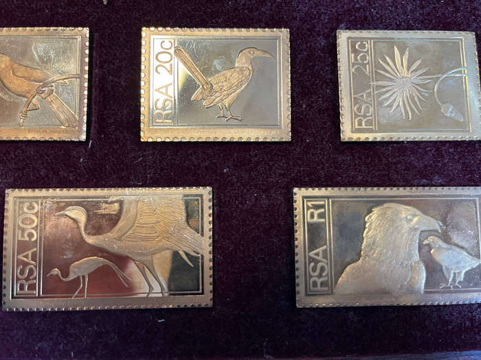 1974/75 R S A Definitive Stamp Set Collection of Gold Plated Silver Medallions