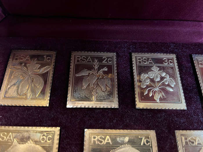 1974/75 R S A Definitive Stamp Set Collection of Gold Plated Silver Medallions