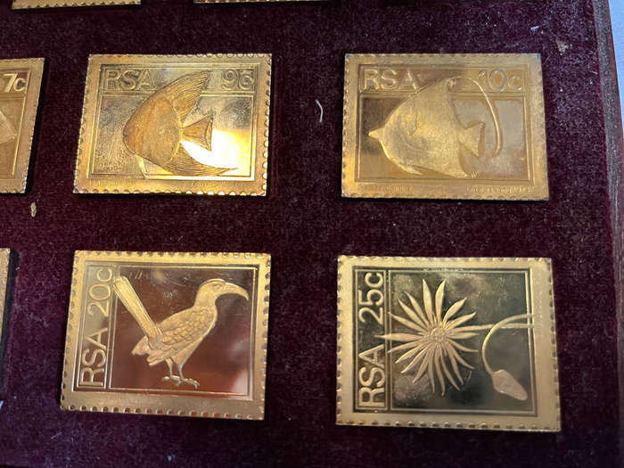 1974/75 R S A Definitive Stamp Set Collection of Gold Plated Silver Medallions