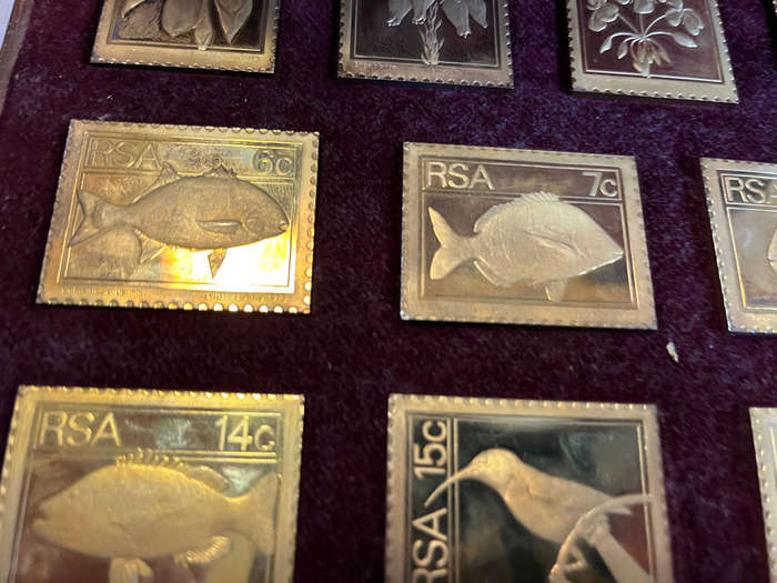 1974/75 R S A Definitive Stamp Set Collection of Gold Plated Silver Medallions