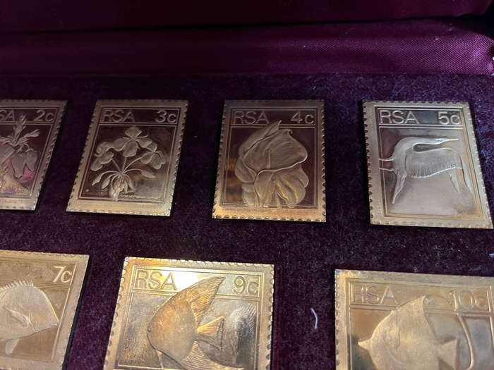 1974/75 R S A Definitive Stamp Set Collection of Gold Plated Silver Medallions
