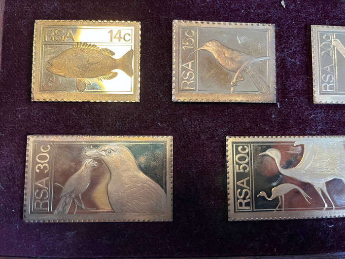 1974/75 R S A Definitive Stamp Set Collection of Gold Plated Silver Medallions