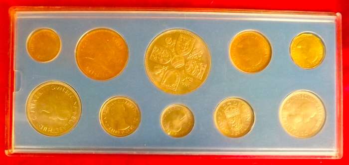 1953 QUEEN ELIZABETH II CORONATION 10 COIN SET Incl. Silver Crown