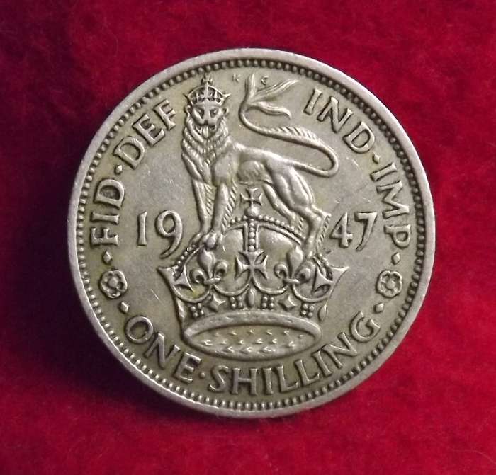 1947 UK Great Britain British 1 Shilling Lion on Crown