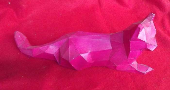 Nickey 3d Low Poly Paper-craft laying cat Template - Paper crafts , Cats 3d Poly * Free Postage !