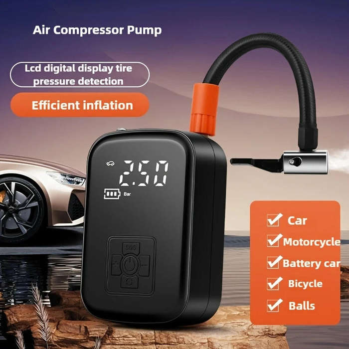 Portable Air Compressor Tire Inflator with LED Light | Rechargeable