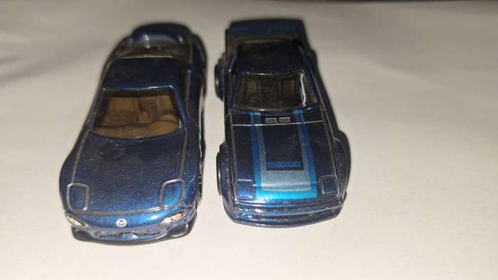 Hot Wheels Mazda RX7 Blue  X2- Then and Now