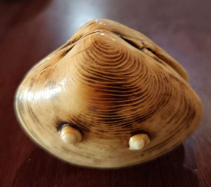 Vintage Japanese Carved Celluloid Clam Shell Diorama