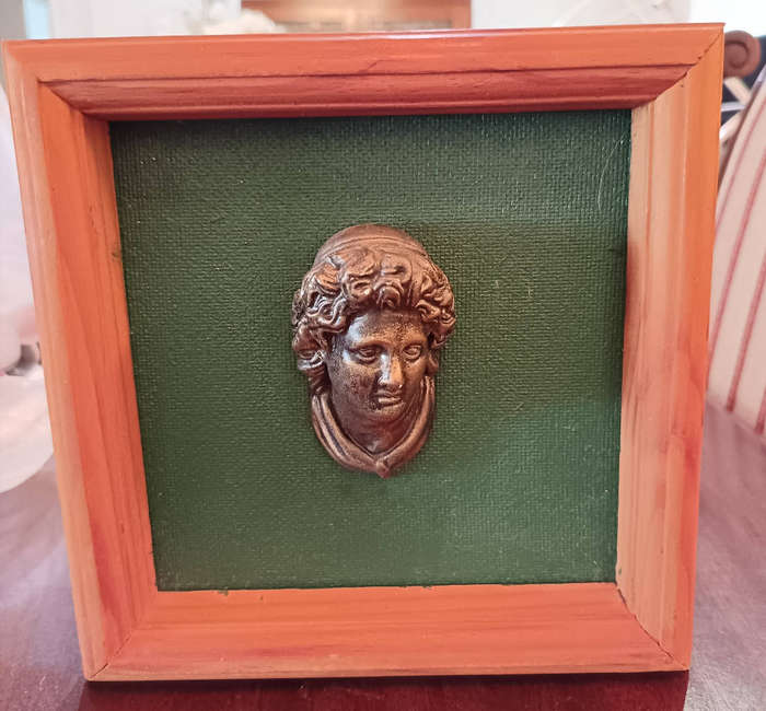 Antique Greek Woman's Head Relief in woden oFrame 5