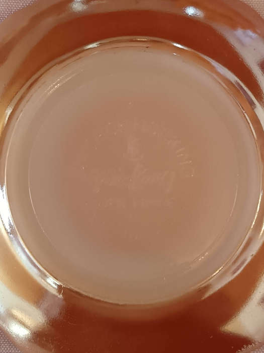 Vintage Anchor Hocking Peach Luster Demitasse Cup Saucer Set 'Shell'