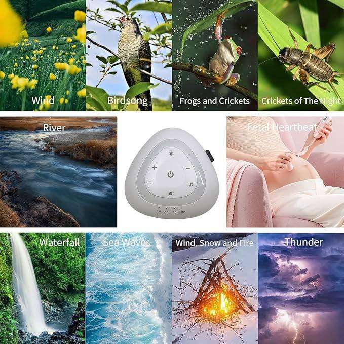 Bluetooth White Noise Machine with LED Night Light