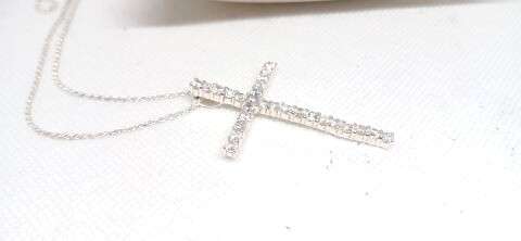 Sterling silver cross with cubic stones