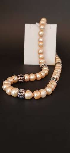 Vintage large champagne colored pearl necklace